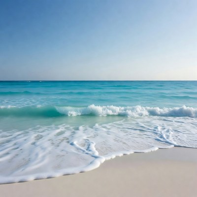 Turquoise Ocean Waves on Sandy Beach