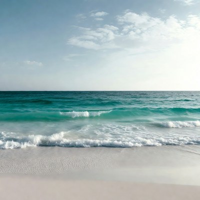 Turquoise Ocean Waves on White Sand Beach