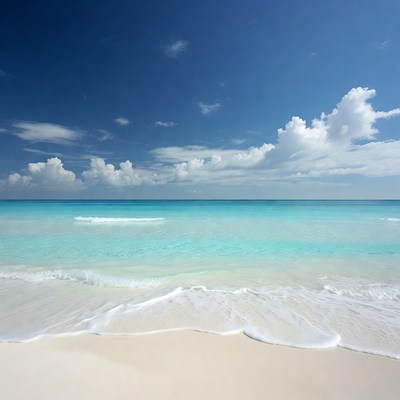 Turquoise Ocean Waves on White Sand Beach