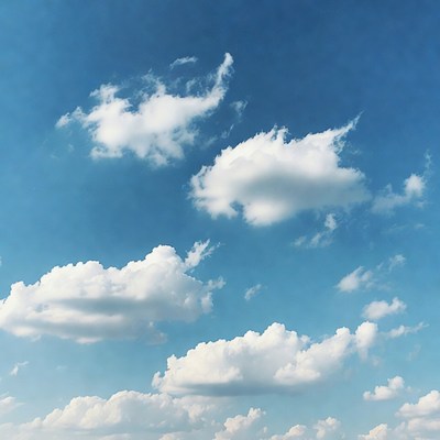Fluffy white clouds in blue sky