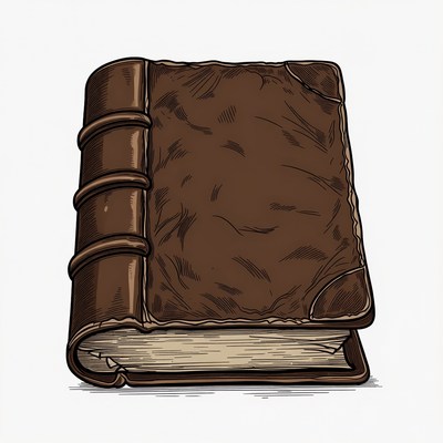 Open Vintage Leather Book Illustration