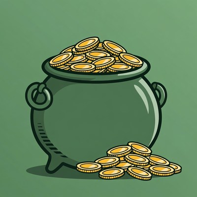 Pot of Gold Overflowing Coins