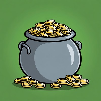 Pot of Gold Overflowing Coins