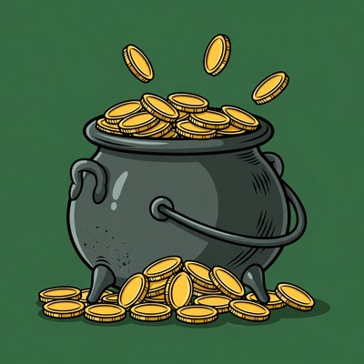 Pot of Gold Overflowing Coins