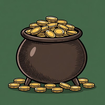 Pot of Gold Overflowing Coins