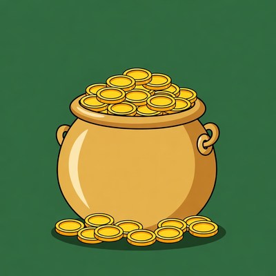 Pot of Gold Overflowing Coins