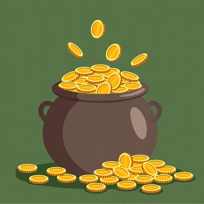 Pot of Gold Coins Overflowing