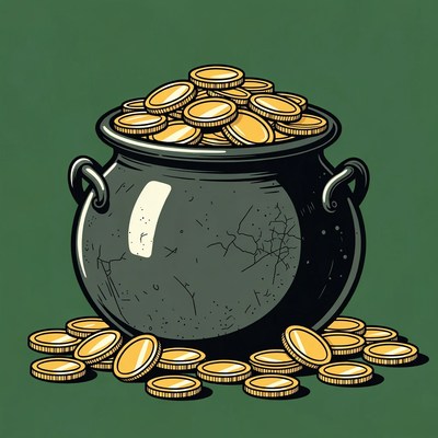 Pot of Gold Overflowing Coins