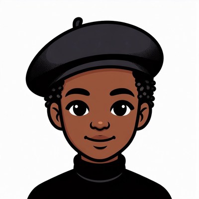 African-American boy wearing beret