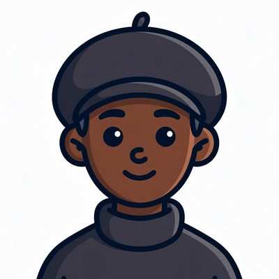 Smiling African-American boy in beret