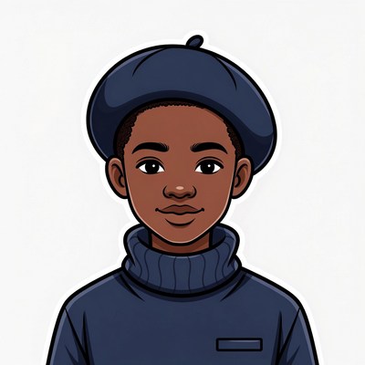 African-American boy wearing beret