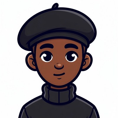 African-American boy wearing beret