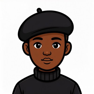 African-American boy wearing black beret