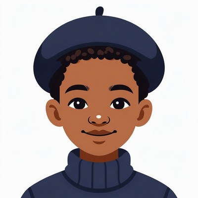African boy wearing beret