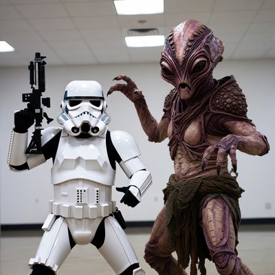 Stormtrooper Posing with Alien Creature