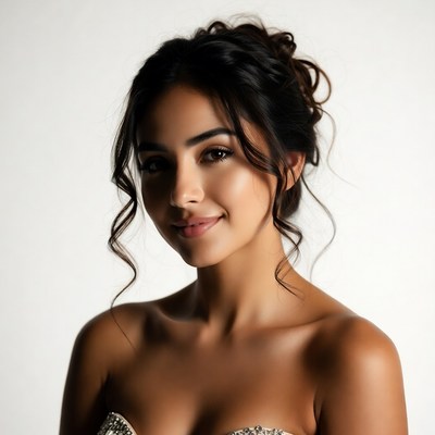 Beautiful woman with updo hairstyle