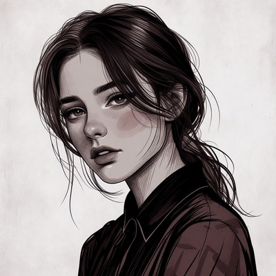 Portrait of woman with dark hair