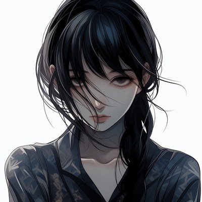 Anime girl with flowing black hair