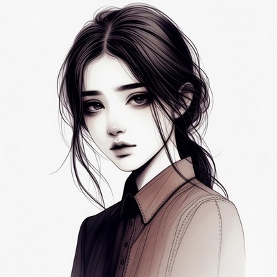 Asian woman with long black hair