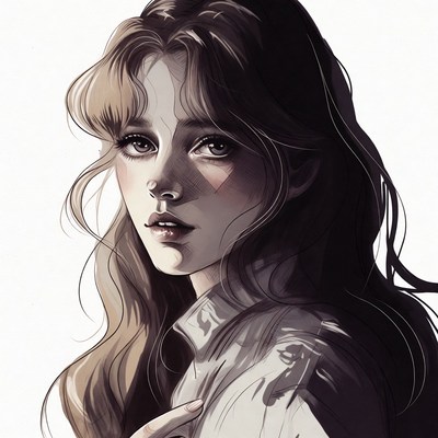 Portrait of young woman with bangs