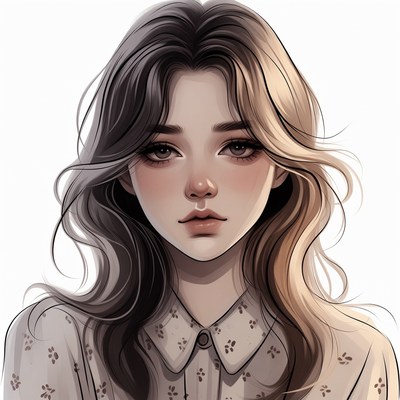 Anime girl with wavy brown hair