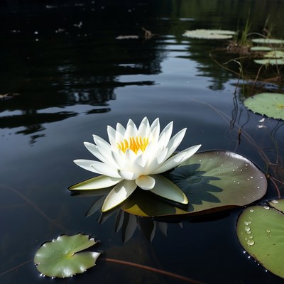 White Water Lily on Pond