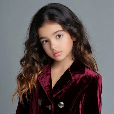 Girl in burgundy velvet blazer