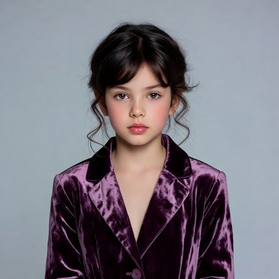 Girl in purple velvet blazer