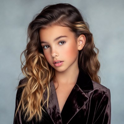 Girl with wavy brown hair