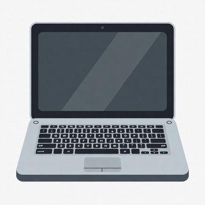 Open Silver Laptop Illustration