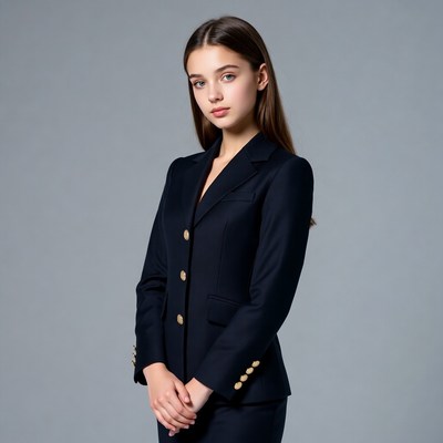 Young woman in navy blazer