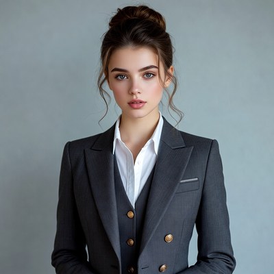 Woman in gray suit