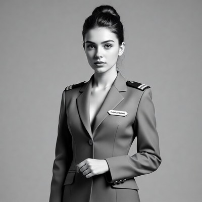 Beautiful woman in flight attendant uniform