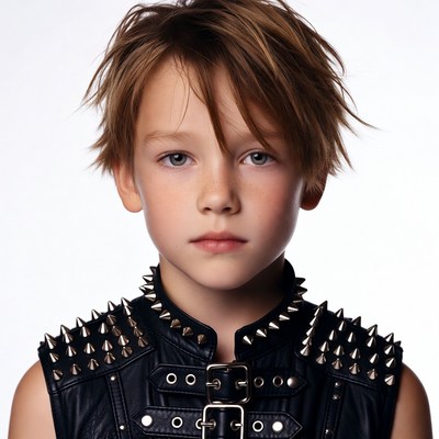 Boy in spiked leather vest