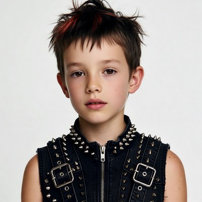 Boy with spiked punk vest