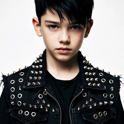 Boy in studded leather jacket