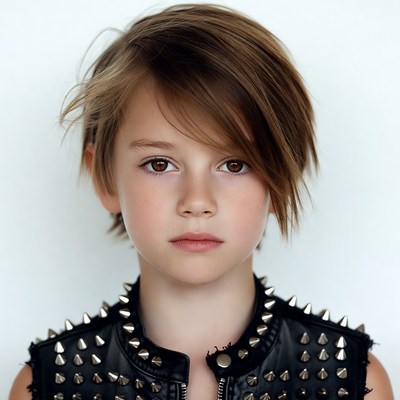 Boy in studded leather vest