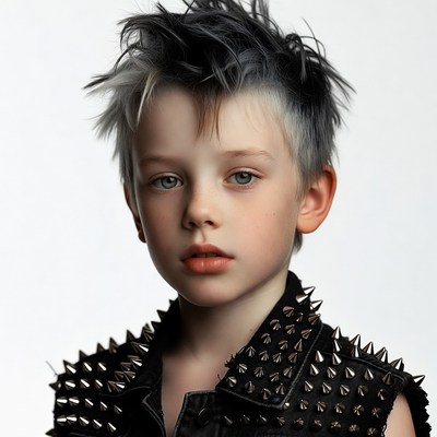 Boy with spiked hair and leather vest