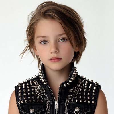 Girl in studded leather vest
