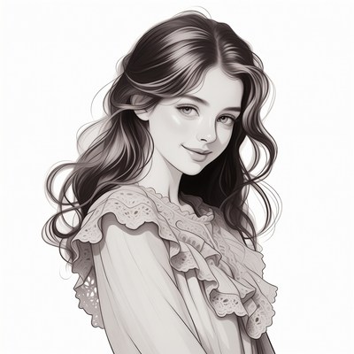 Beautiful girl in lace collar blouse