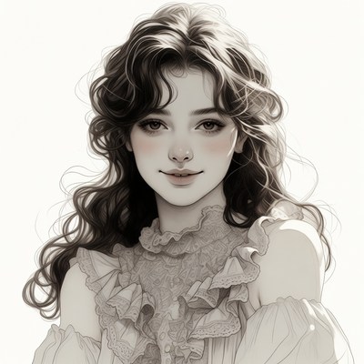 Beautiful woman in Victorian lace dress