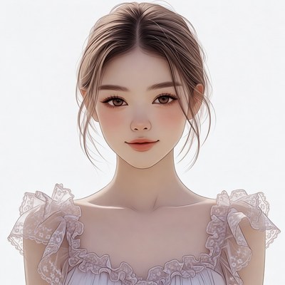 Asian woman in lace dress portrait