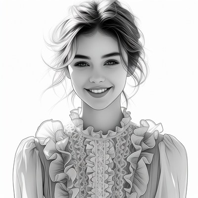 Young woman smiling in lace dress