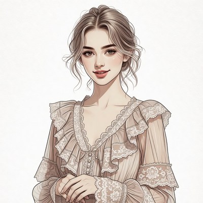 Beautiful woman in lace blouse