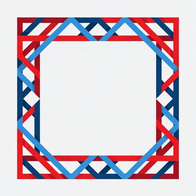 Red Blue Geometric Frame Border