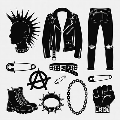 Punk Fashion Silhouette Icons