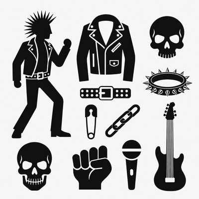 Punk Rock Icons Clipart Set