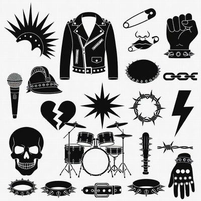 Punk Rock Icons Clipart Set