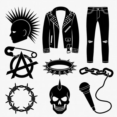 Punk Rock Icons Silhouette Set