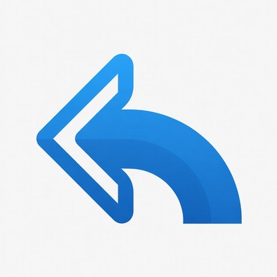 Blue Curved Left Arrow Icon